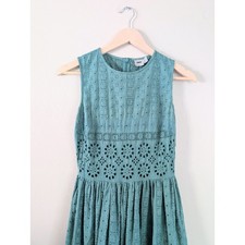 ASOS Teal Eyelet Lace Sleeveless Midi Dress Womens 2 Floral