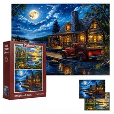 Pixlora Puzzles for Adults 1000 Pieces, 2 Pack Unique 1000 Piece Lake and Nig...