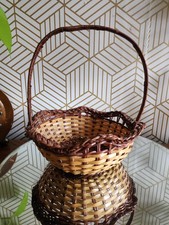 Vintage Small Wicker Flower Basket With Handle