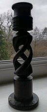 Vintage Wood Treen Carved Twisted Candlestick