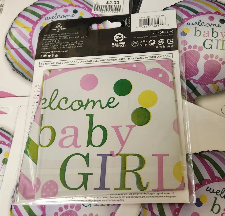 Bienvenido Bebé Niña Rosa Pies Globo Baby Shower Fiesta Decoración LOTE/10 NUEVO Foto 3 de 3