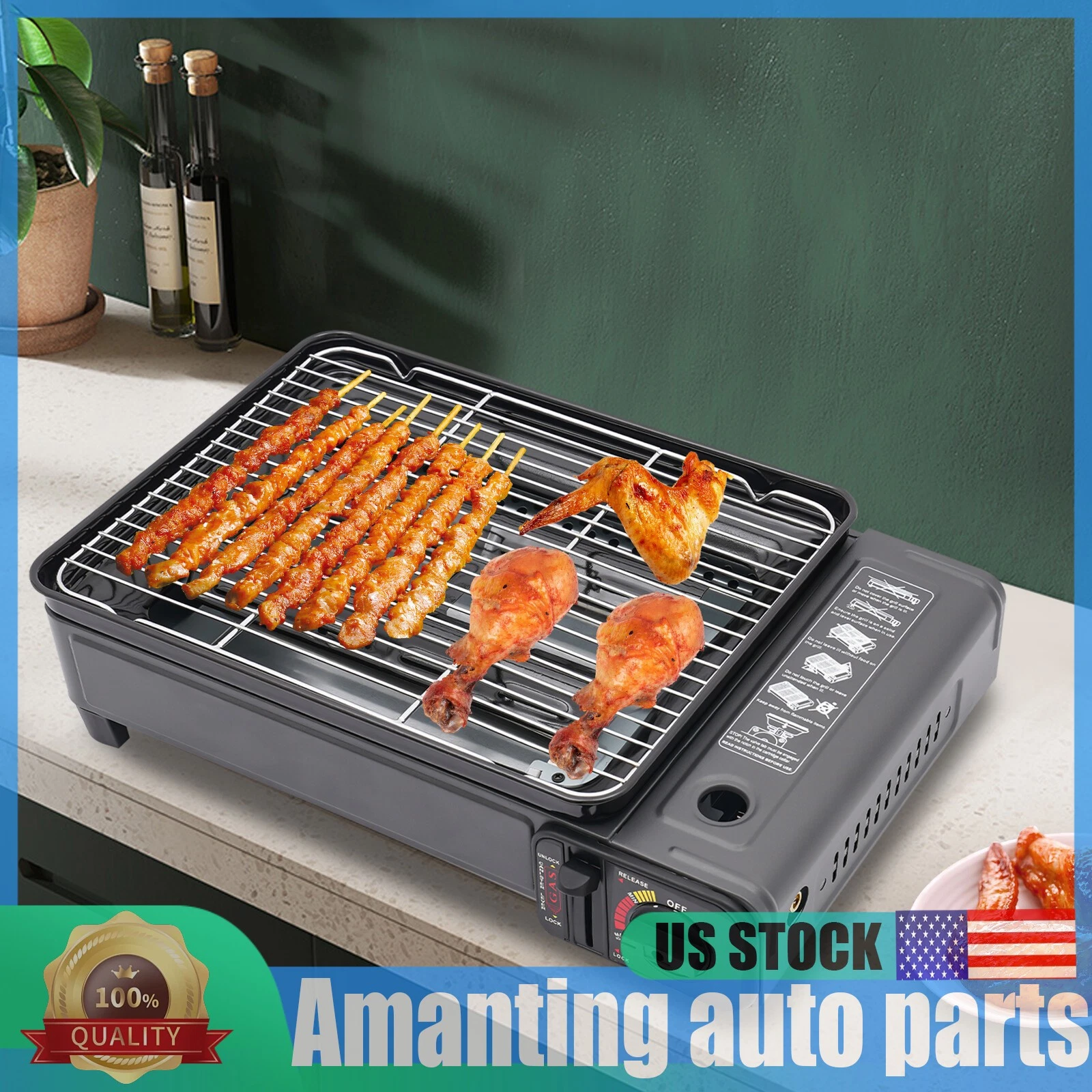 Butane Grill Stove, Portable Camping Grill Gas Stove, Portable Butane Gas Stove