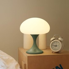 Green Mushroom Table Lamp   5W LED Rechargeable Touch Light for Bedroom or Desk