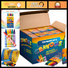 Bulk Crayons 720 Count - Party Favors, Classroom Supplies, 120 Packs of 6 Colors