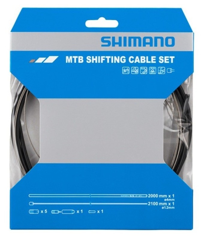 Shimano MTB Gear Cable Set for Rear Only Stainless Steel Inner Outer Black Bike