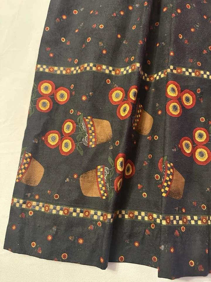 Vintage Handmade Dress Sleeveless Cottagecore Midi Dress Navy Folk Art Unique - Image 2 of 4