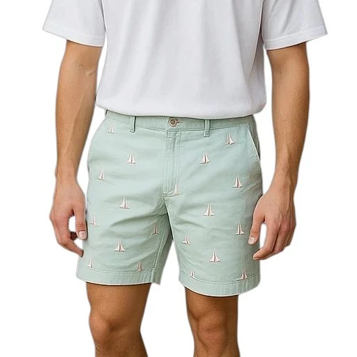 Polo Ralph Lauren Shorts Mens Size 35 Green Sailboats 8 Inch Slim GI Fit