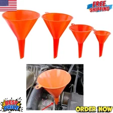 4 Plastic Funnel Set Auto Home Kitchen Garden Engine Oil Water Tool