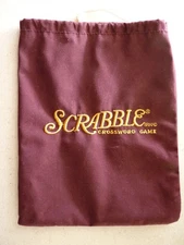 Scrabble Deluxe Edition Cloth Letter Tile Bag Burgundy w/Embroidered Logo