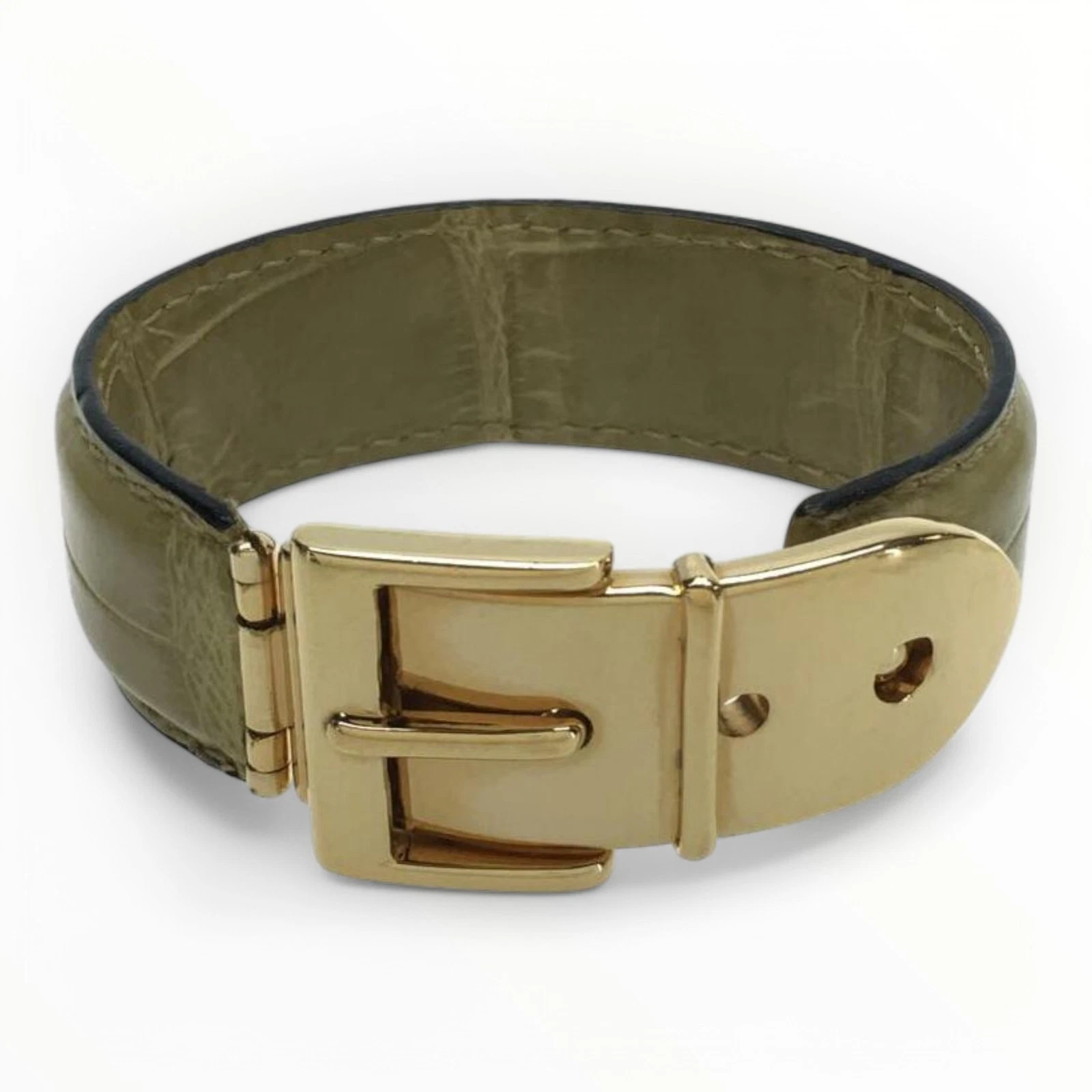 GUCCI Ceinture Motif Kaki Vert Bracelet Accessoire Bracelet Femme Authentique 7946