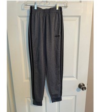 Adidas Boys Medium Grey Black 3-Stripe Track Pants Joggers Activewear Pants