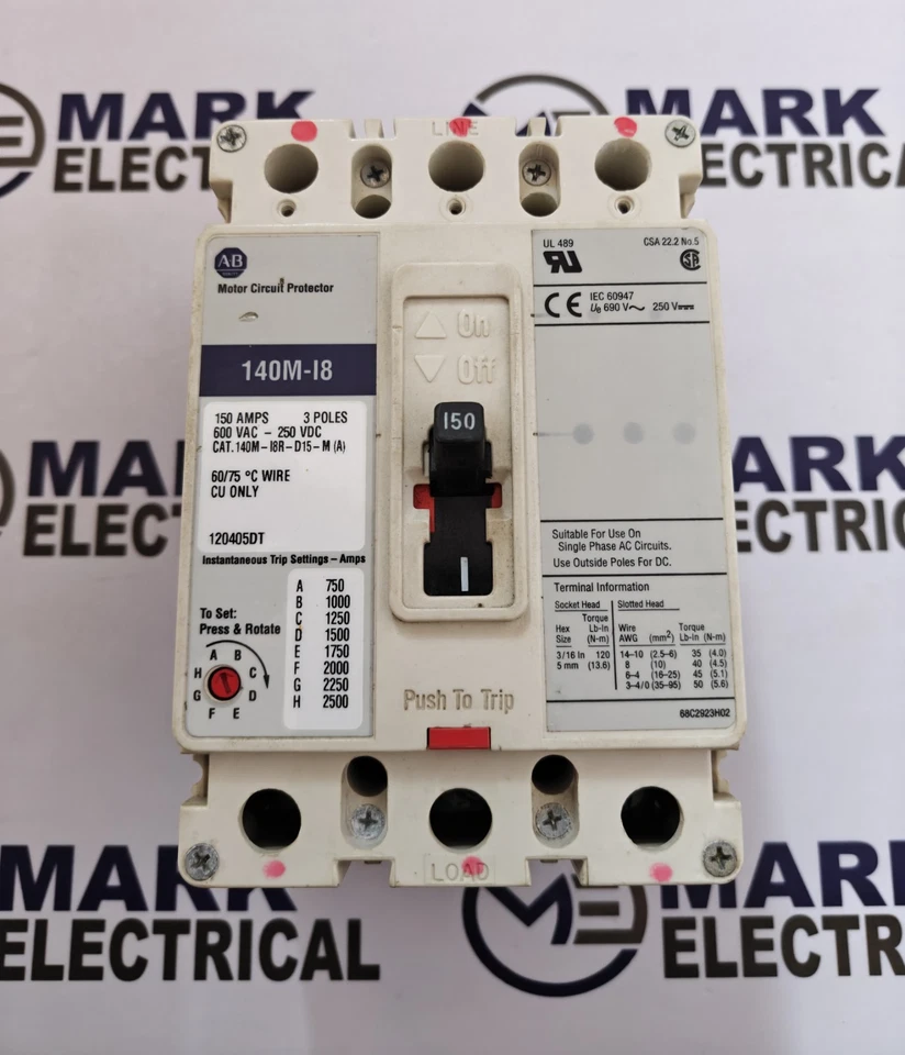 140M-I8 ALLEN BRADLEY CIRCUIT BREAKER 150A 140M-I8R-D15-M(A) 600VAC-250VDC - image 4 of 4