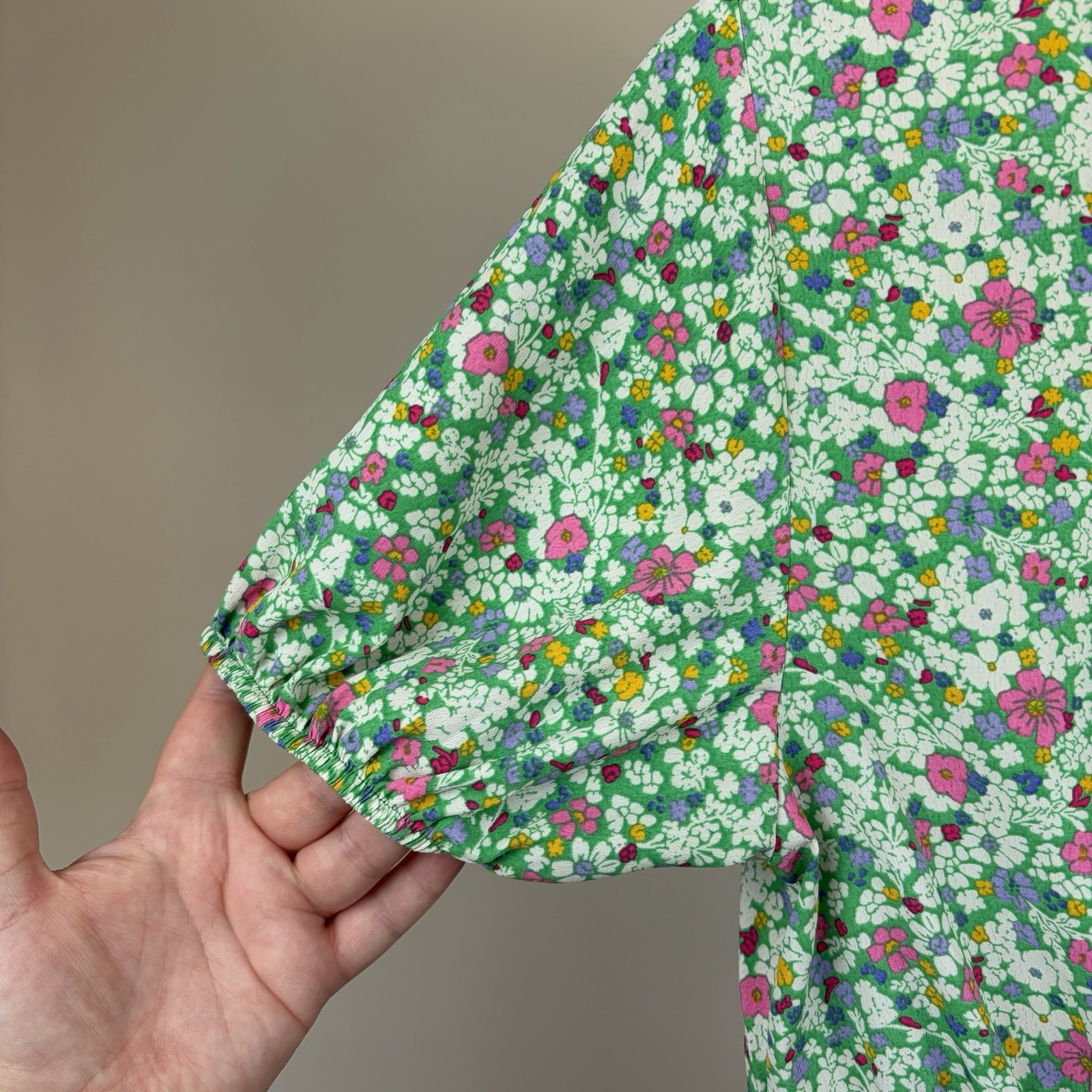Tu Women's Green Floral Ditsy Short Sleeve Summer Dress Size UK 12 image 6