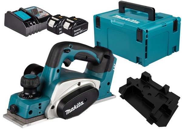 Makita Dkp 180 Akku-Hobel 2 X Akku 3 Ah Und LadegeräT Im Makpac Gr. 3-image