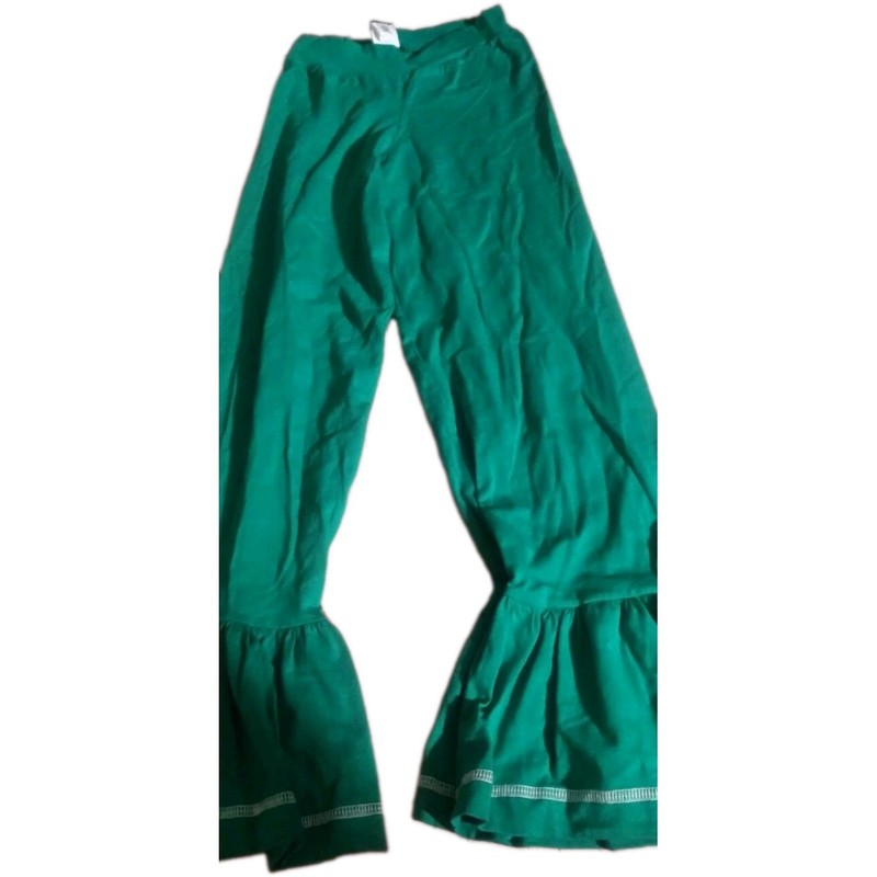 VGUC Kpea girls size 10 plain green ruffle pants Christmas holiday green classic