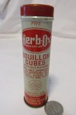 Vintage Red Herb-Ox Bouillon Cubes Advertising Tin Can Mamaroneck NY 