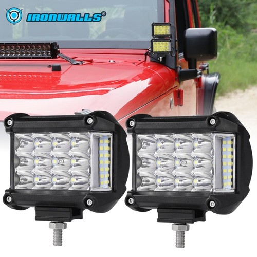 2x Ironwalls 4" inch Side Shooter LED Pods Spot Flood Led Work Light Bar 10-30V - 第 1/12 張圖片