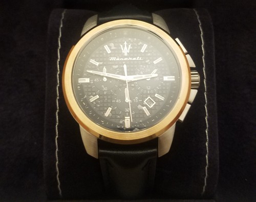 MASERATI SUCCESSO R8871621015 BLUE LEATHER MENS WATCH - Brand New - US - NICE! - Picture 2 of 7