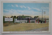 Sam Thompson's Service Gas Station William Penn Highway Huntingdon PA Postcard