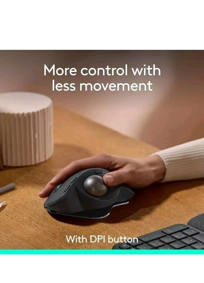 Logitech MX ERGO S Advanced Wireless Trackball Mouse, USB-C Rechargeable Wireles - Image 3 of 4