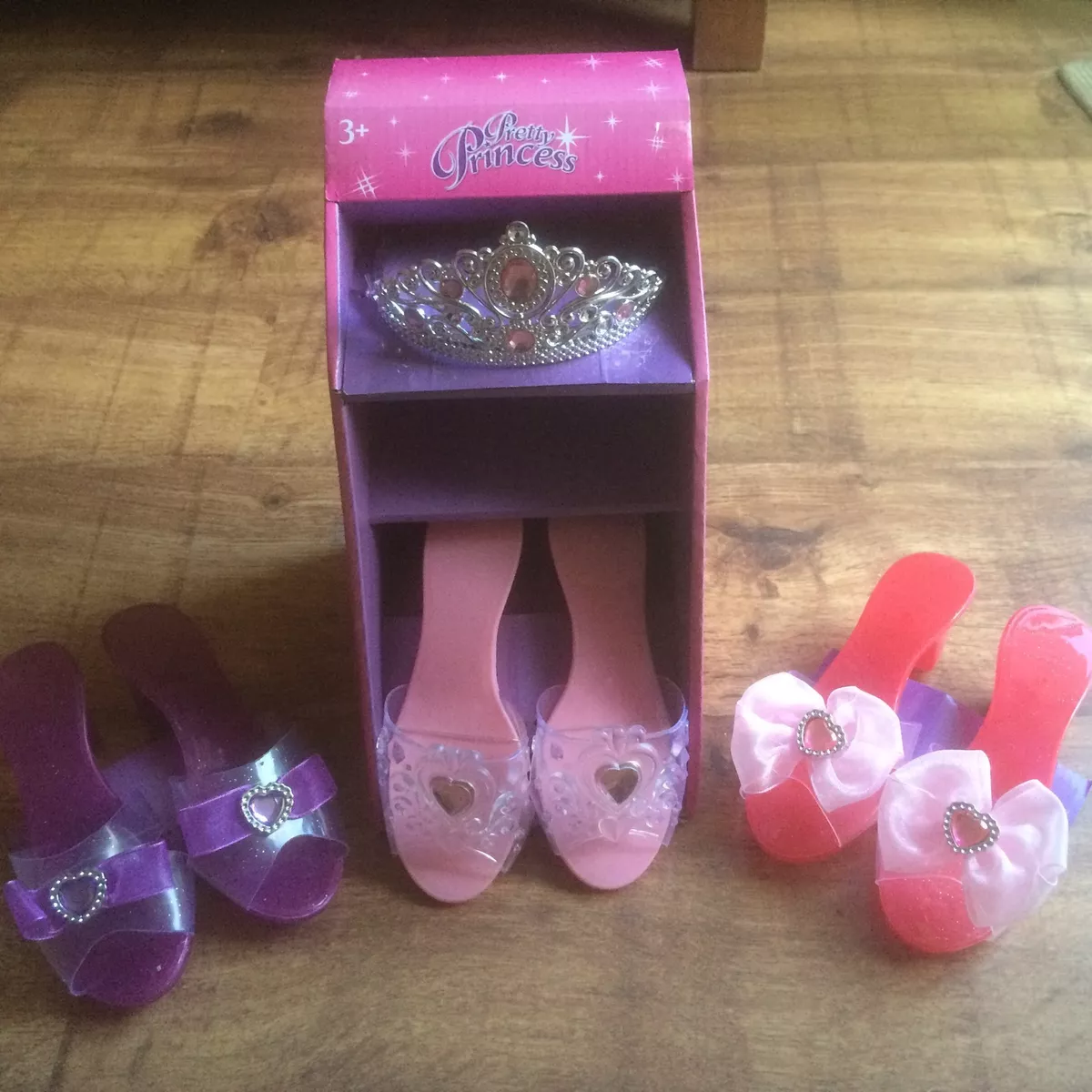 3 Girls Pretty Princess Shoes Diamante Tiara Dress Up