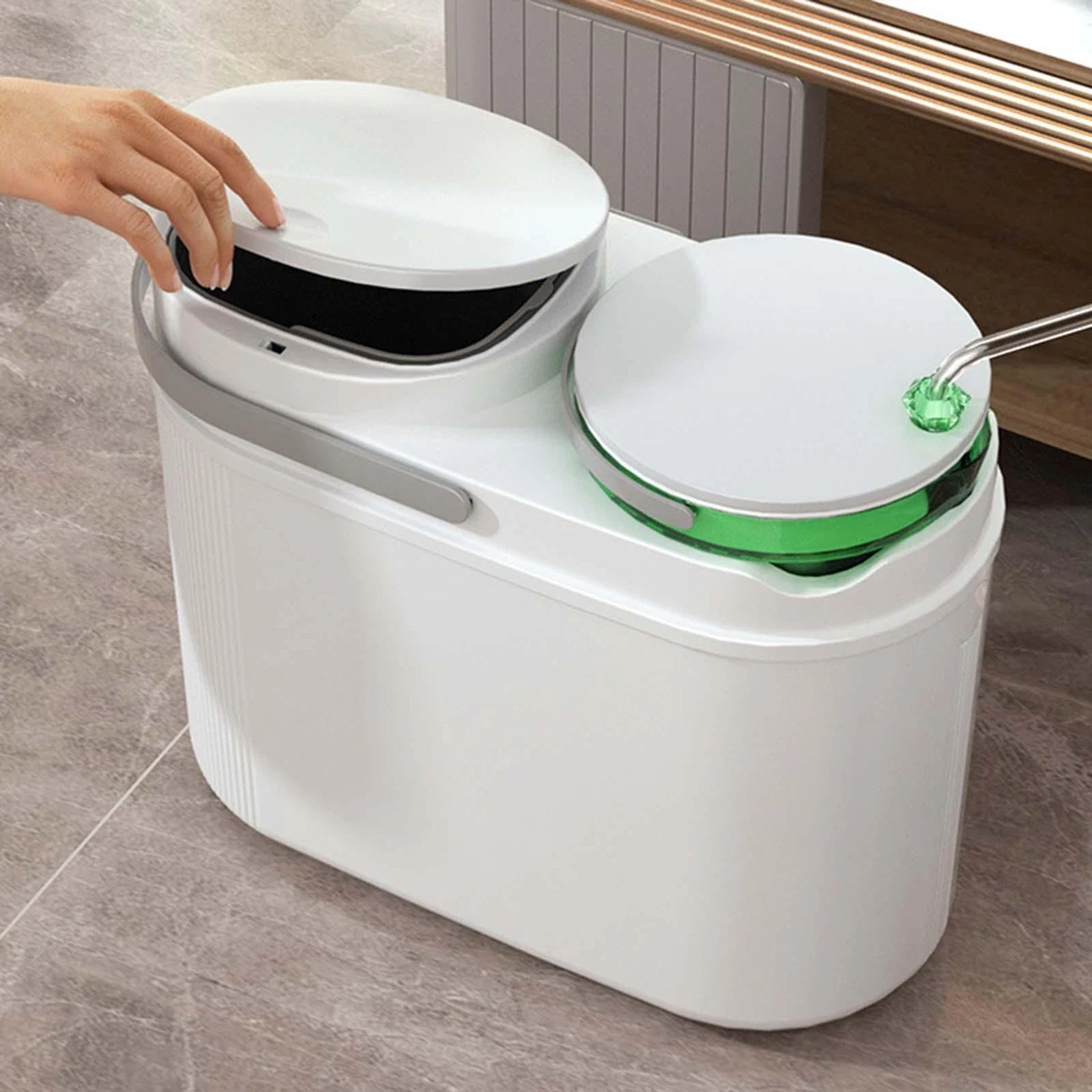 Wet and Dry Dual Trash Can Tea Office Trash Can for Bathroom Home Vehicle