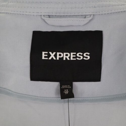 Express Trench Coat Womens XS Blue Classic Timeless Old Money Light Academia NWT - Picture 2 of 16