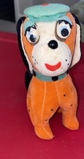 VTG Red Spotted Stuffed Animal Plush Dog Made In Japan 6 Hat Seated 1960 s