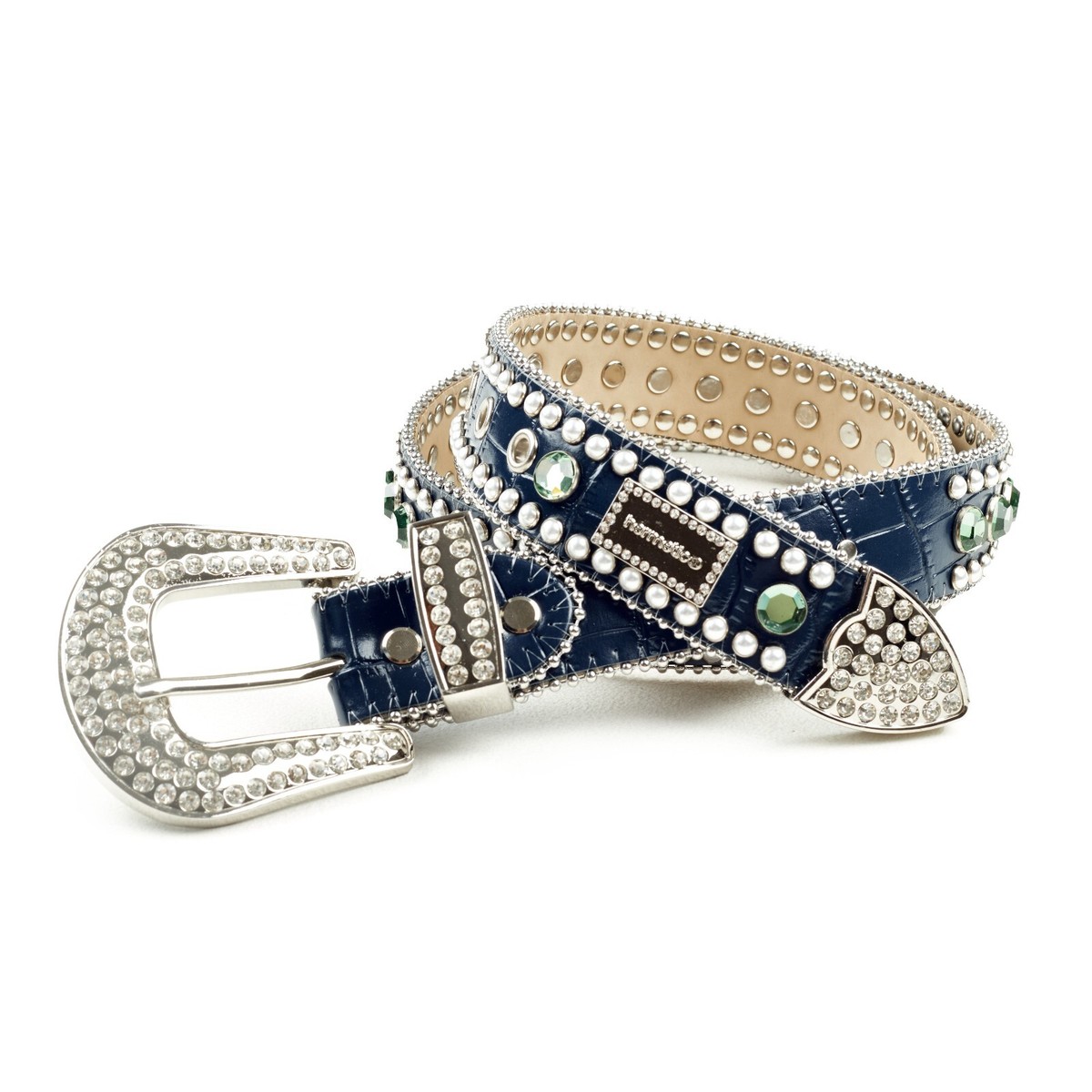 Hermetic Crystal Diamante Rhinestone Belt - Navy (XL) - RRP