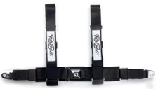 Universal 4 Point Harness Seat Belt with Chrome Push Button Buckle - Black
