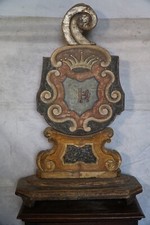 Antico Stemma Nobiliare Barocco araldico, Scudo con Leone e Corona 