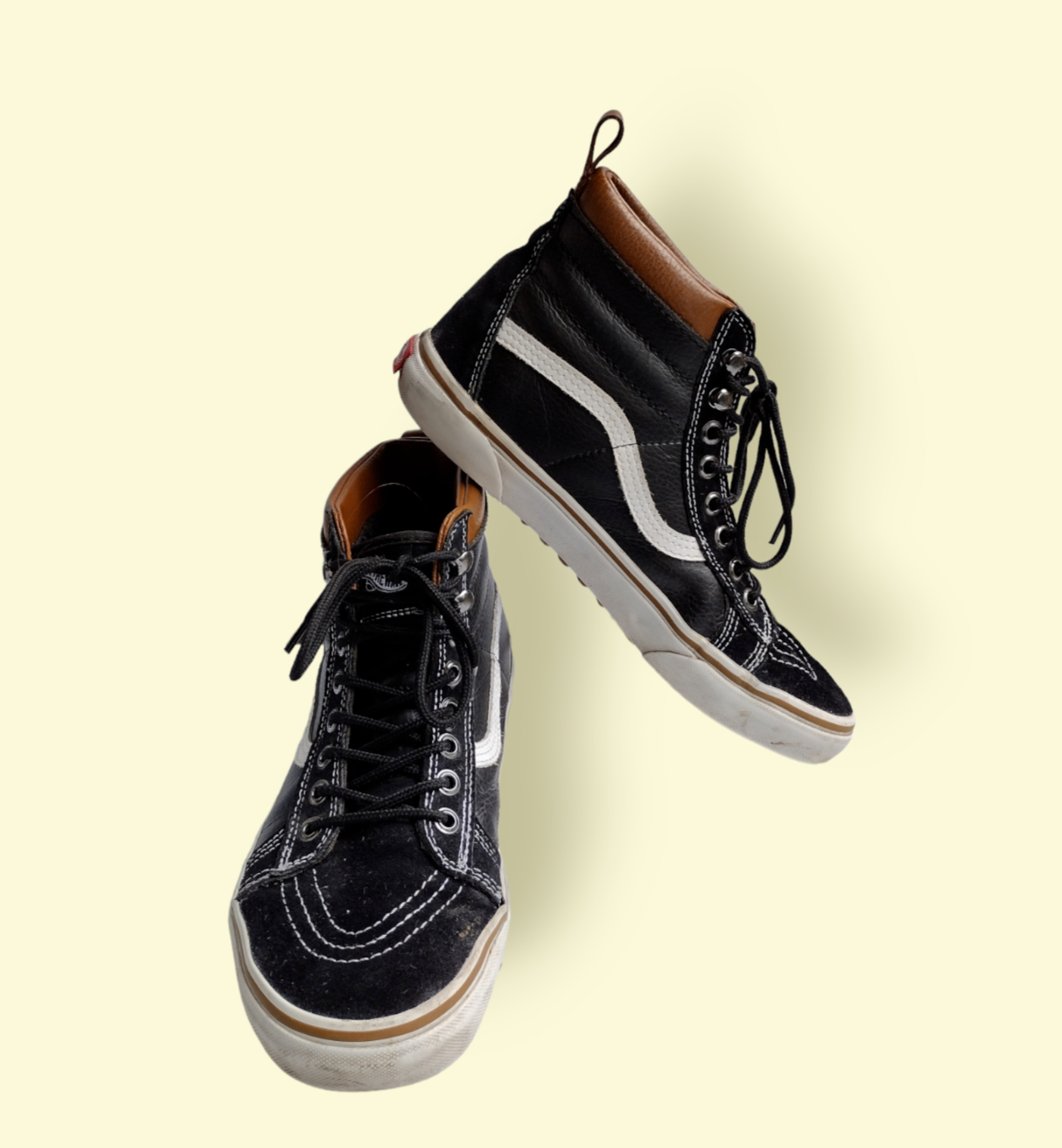 Vans Scotchgard Sherpa Lined High Top Sneakers Brown Black Leather Size M7.5 W9-image