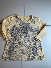 Style & Co Sport Yellow Long Sleeve Shirt Y2K Style Distressed Womens Large