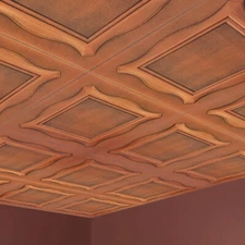 Ceiling Tiles Panels, Glue Up, 20" x 20", Decor Foam, ROMA Copper Brown