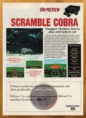 1995 Scramble Cobra 3DO PREVIEW Print Ad/Poster Retro Vintage Video Game Art 90s