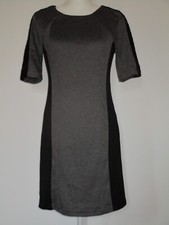 Attention Short Sleeve Slip-On Gray Black Dress Faux Leather Accent Size S