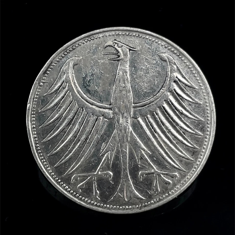 Germany 1964 D 5 Mark AU.  0.625 Silver Coin KM #112.1 - Image 4 of 4