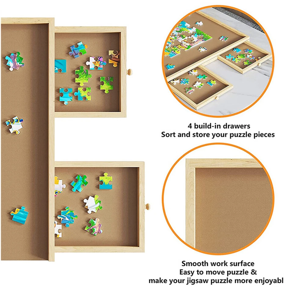 Puzzletisch Puzzlebrett bis 1000 Teiles mit 4 Schubladen Tragbar Puzzleunterlage - Bild 4 von 4