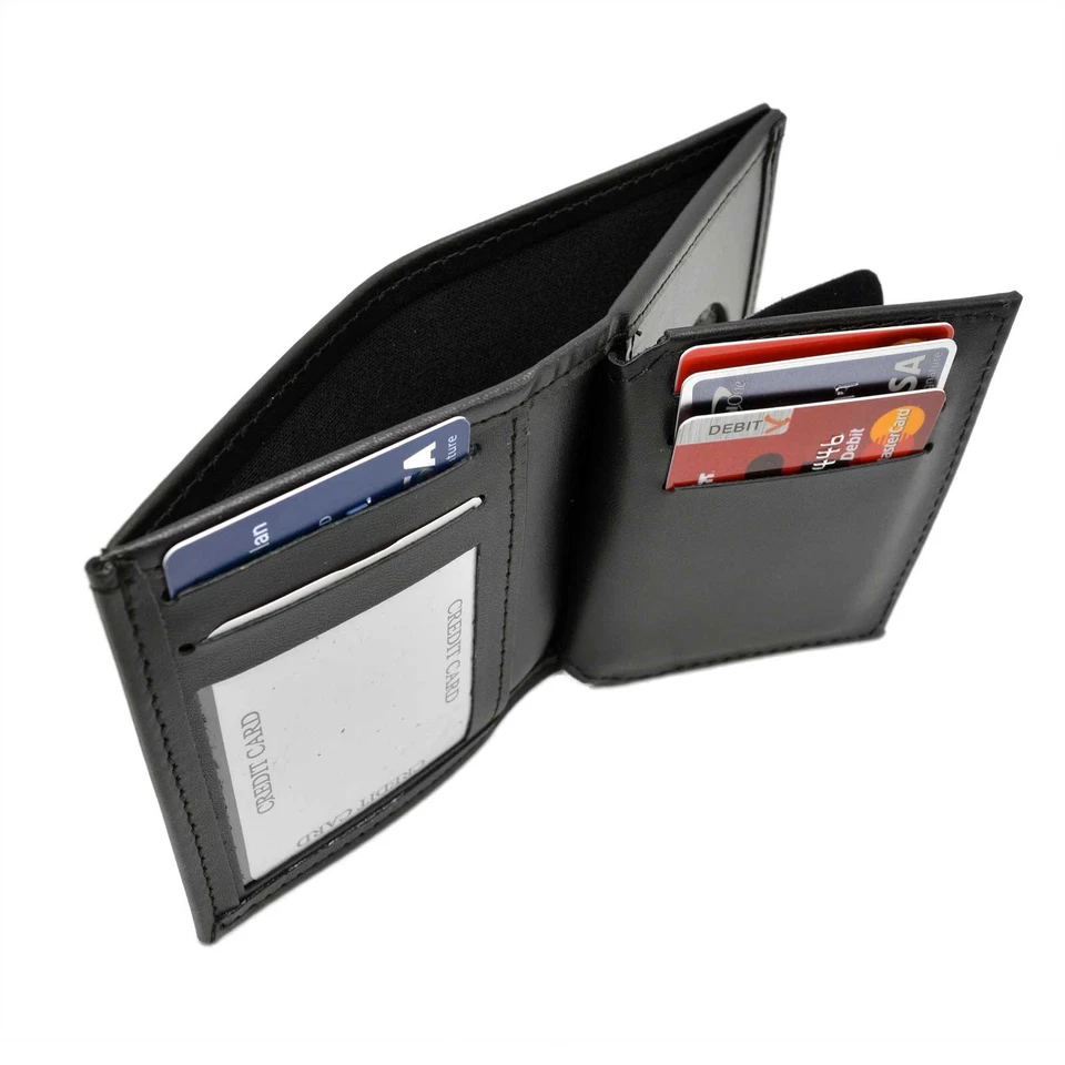 Perfect Fit Leather Bifold Wallet Mens w Medallion Military State Federal Seal - Image 3 of 4