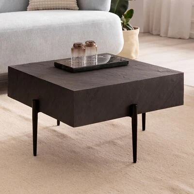 FineBuy Table Basse Carré Aspect Pierre 64x64x35 cm Table de Salon Moderne - Photo 1/4