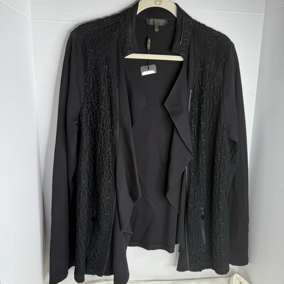 Chaqueta de Encaje Negra Moda Picadilly Nueva con Etiquetas Talla Grande Foto 2 de 4