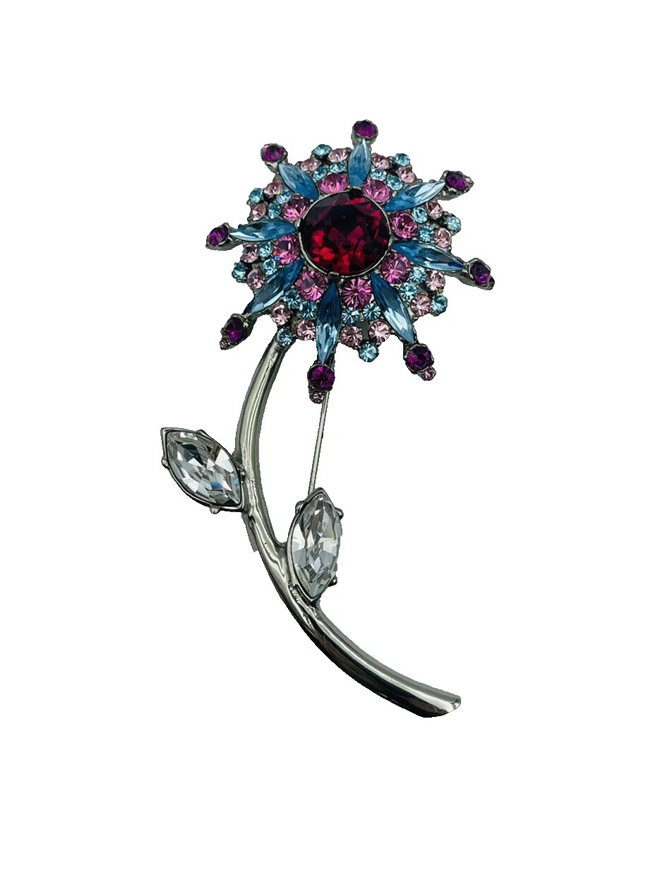 Prendedores y broches de moda de rodio de vidrio