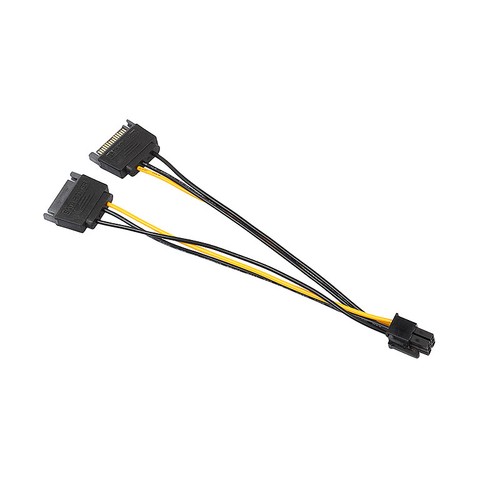 Dual SATA 15 pin Male M to Pci-e 6 Pin Female F Video Card Power Cable CORD PC - Picture 2 of 8