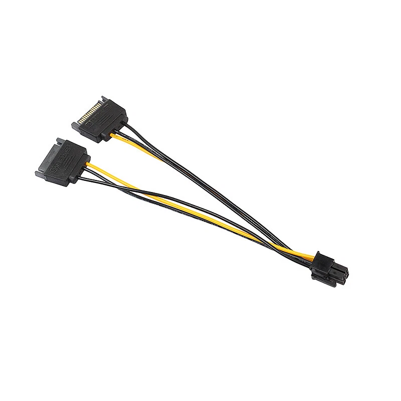 Dual SATA 15 pin Male M to Pci-e 6 Pin Female F Video Card Power Cable CORD PC - Image 2 of 4