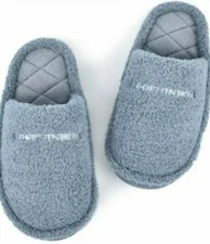 LOOPUINHOM Women's Medium (7-8) ~ Haze Blue ~ Soft Plush Slippers w/Memory Foam 