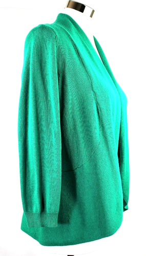IMAN Cotton Blend Cardigan Bolero Shrug Kelly Green S Open Front 3/4  Sleeves | eBay