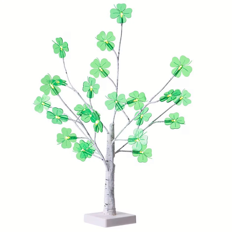 LED Lighted Green Shamrock Tree Lamp St Patricks Day Table Centerpiece Decor - Image 4 of 4