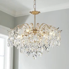 Saint Mossi 5-Light Gold Crystal Chandeliers Middle Century Dining Room Light...