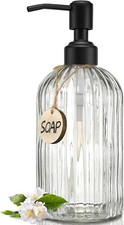 Soap Dispenser Set Glass Pump Bathroom Kitchen 18Oz 1 Pack Stainless Steel