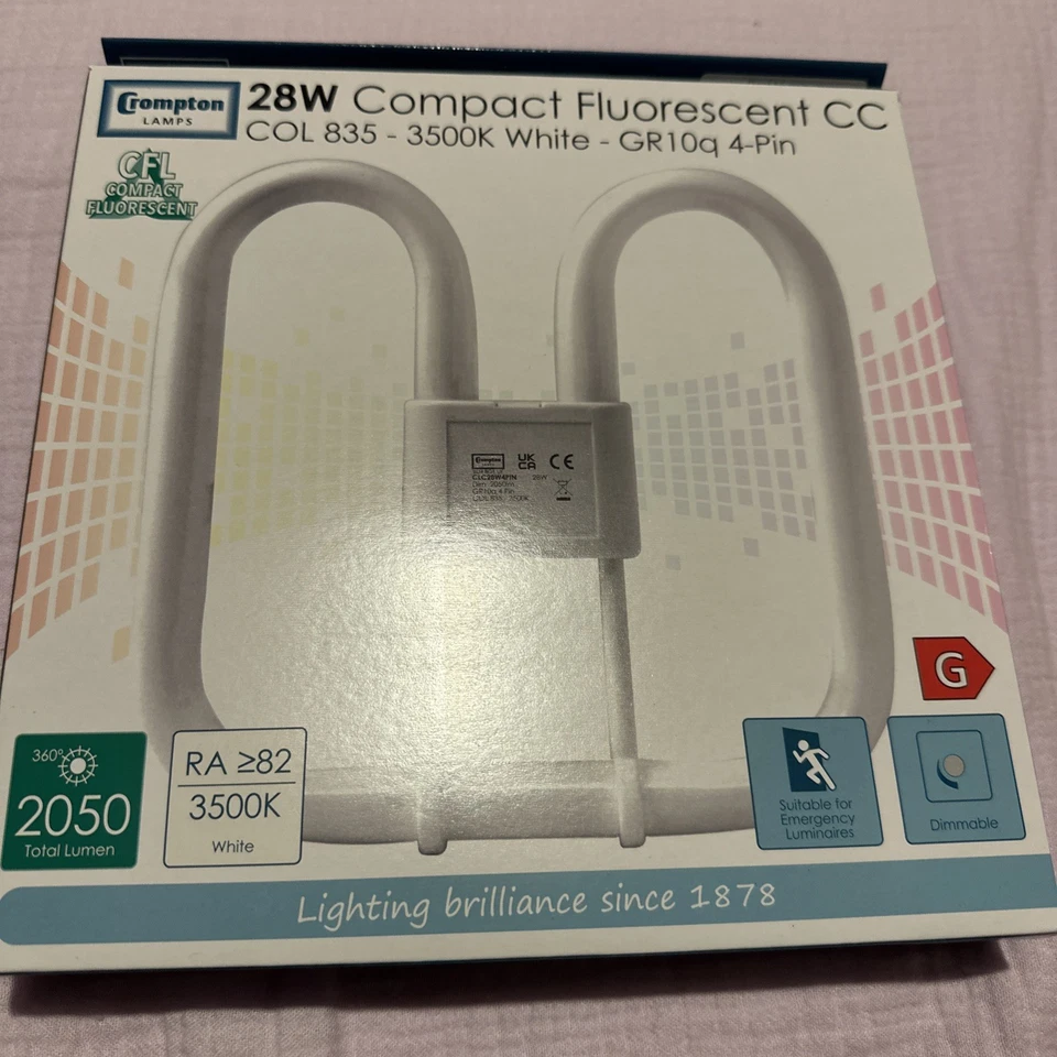 Crompton CC COL 840 Compact Fluorescent Lamp 2D CC GR10q 4 Pin 4000K White 38W - Image 2 of 2